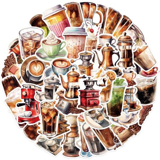 

50 шт./компл. наклейка для любителей кофе самоклеящаяся водонепроницаемая ПВХ DIY чехол для телефона чашка Чемодан скейтборд ноутбук скрапбук граффити наклейка комплект Sets