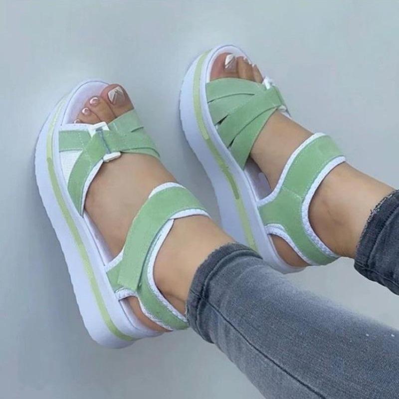 

Women Fashion Summer Sandals Casual Thick Bottom Shoes Comfortable and Lightweight Wedge Sandals Slippers 36 зелений