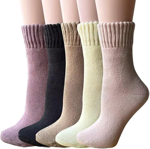 1 Pair Women's/Men's Thermal Wool Socks, Ultra Warm Mid-Calf Winter Socks for Home & Sleep, Thick Fleece Lined Comfort