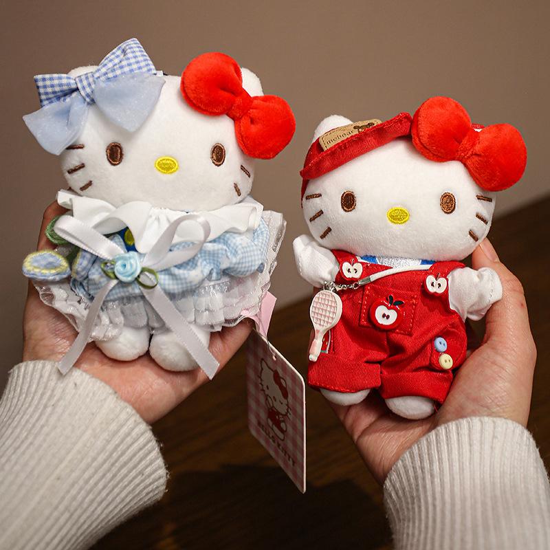 Hello Kitty Sanrio Keychain Kawaii Girl Cartoon Plush Toy Backpack Pendant Bag Car Decoration Children'S Holiday Gift