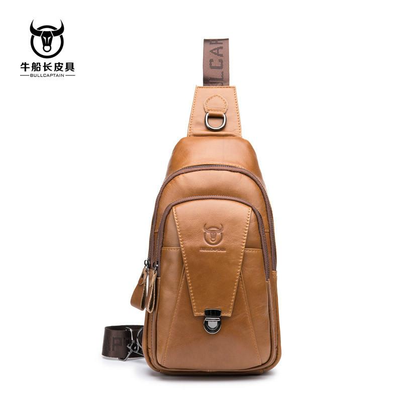 Značka 2024 vysoce kvalitní pánská pravá kůže hovězí kůže Vintage hrudník zádový batoh Cestovní móda Cross Body Messenger taška přes rameno