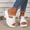 Women's Rhinestone Wedge Platform Thick-Soled Slide Sandals, Available In Large Sizes.