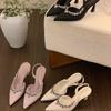 Korean version of Xiaoxiangfeng pointed head thin heel high heels spring and summer daily rhinestone bag head fairy sandals