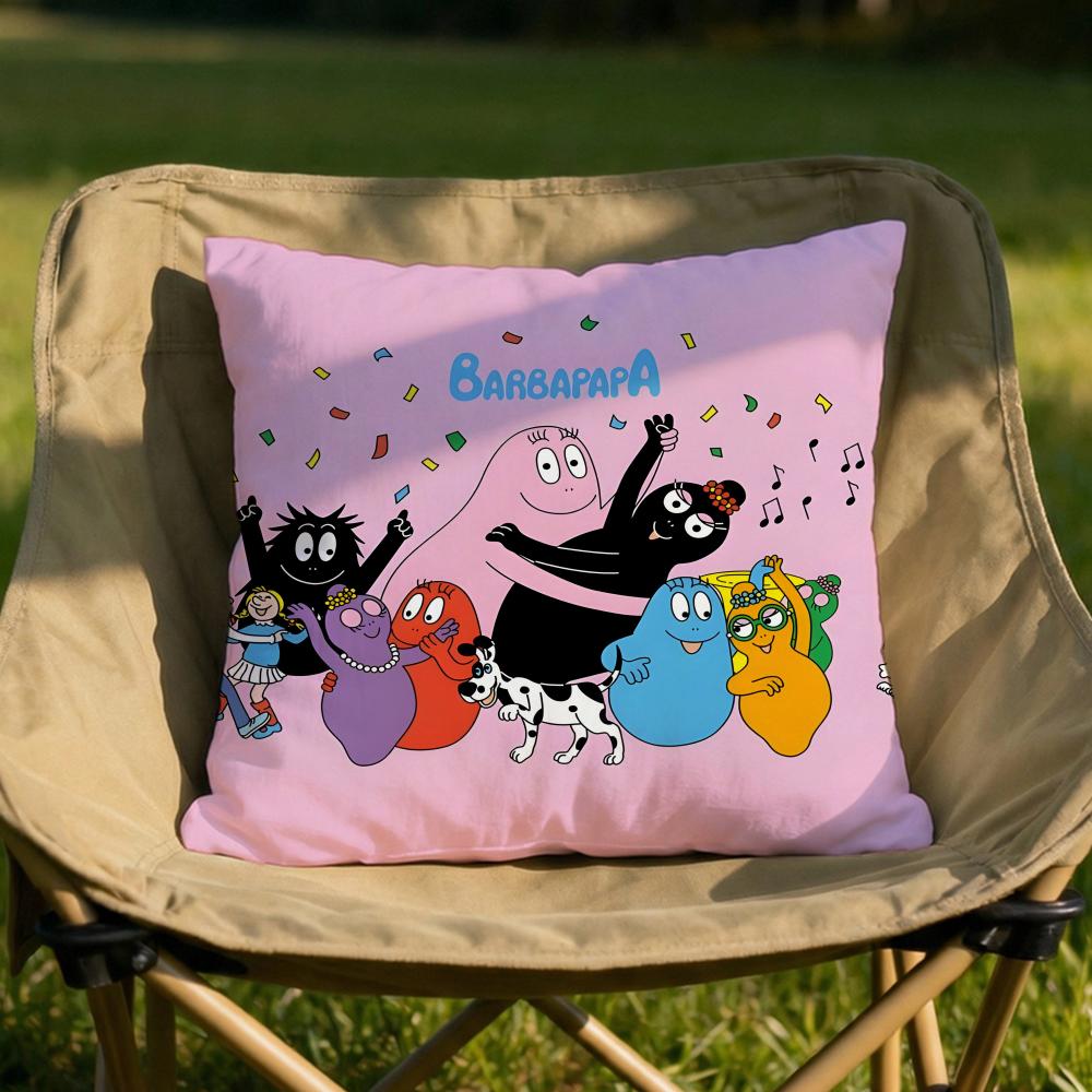 Cartoon BBarbapapa Cushion Cover Soft Reversible  Durable Pillow Cover  MultiScene Use for Home  Car Daily Comfort