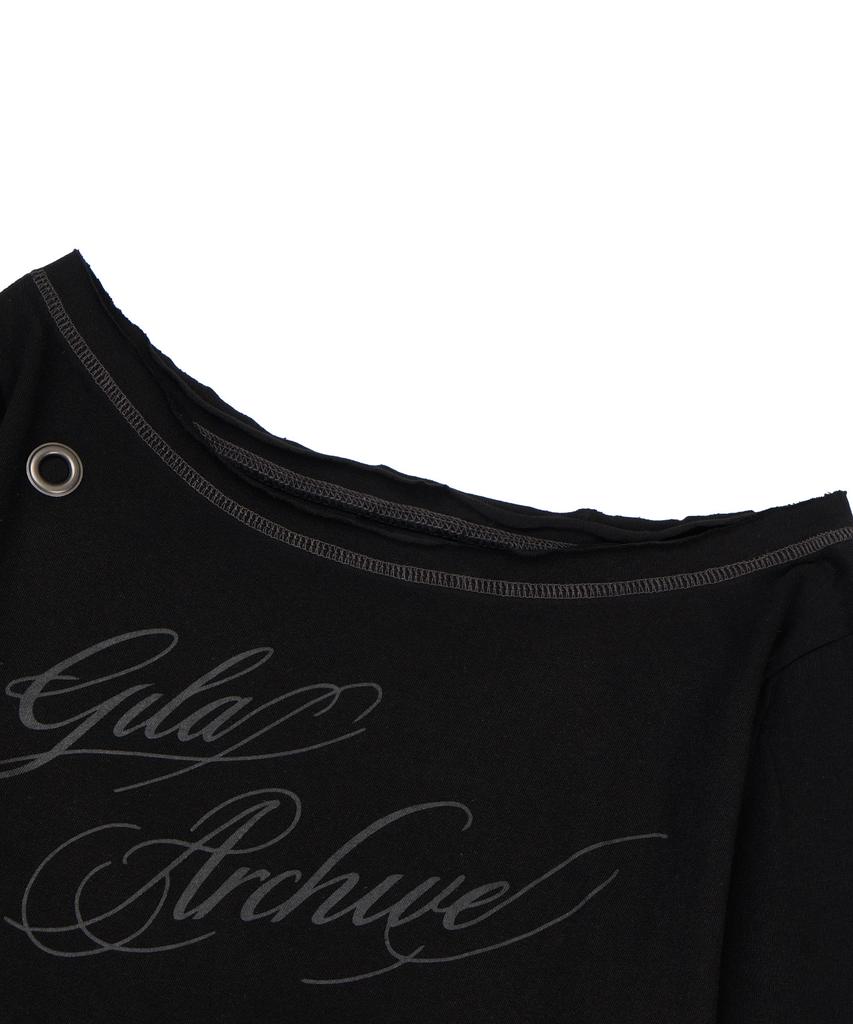 GILAARCHIVE One Shoulder Eyelet Long Sleeve_Black