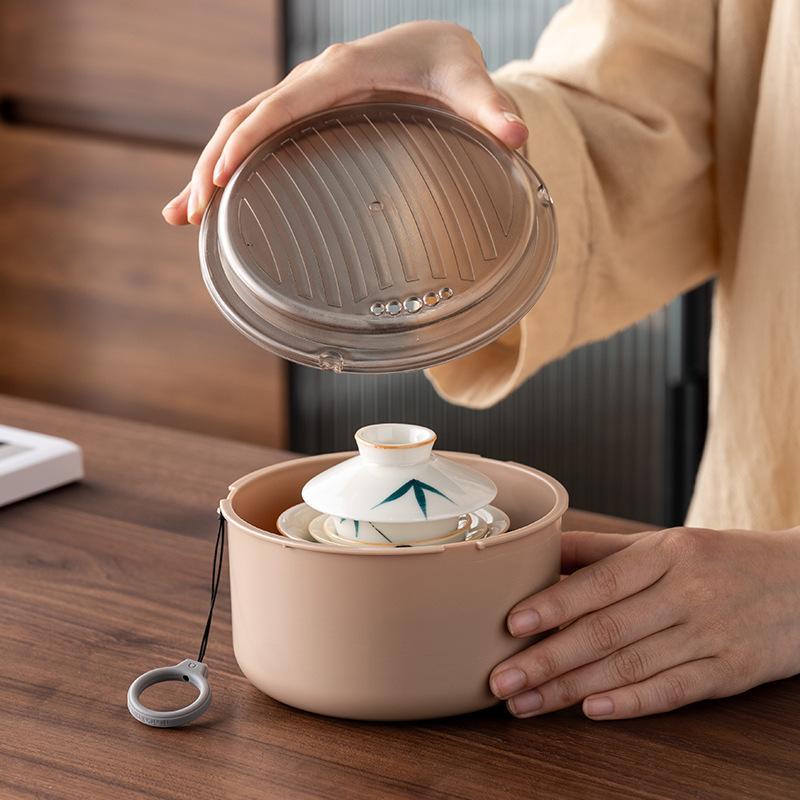 Guochao Light Luxury Travel Tea Set, High-end Business Leader Teacher Father Mid-Autumn Festival Club Holiday Souvenir