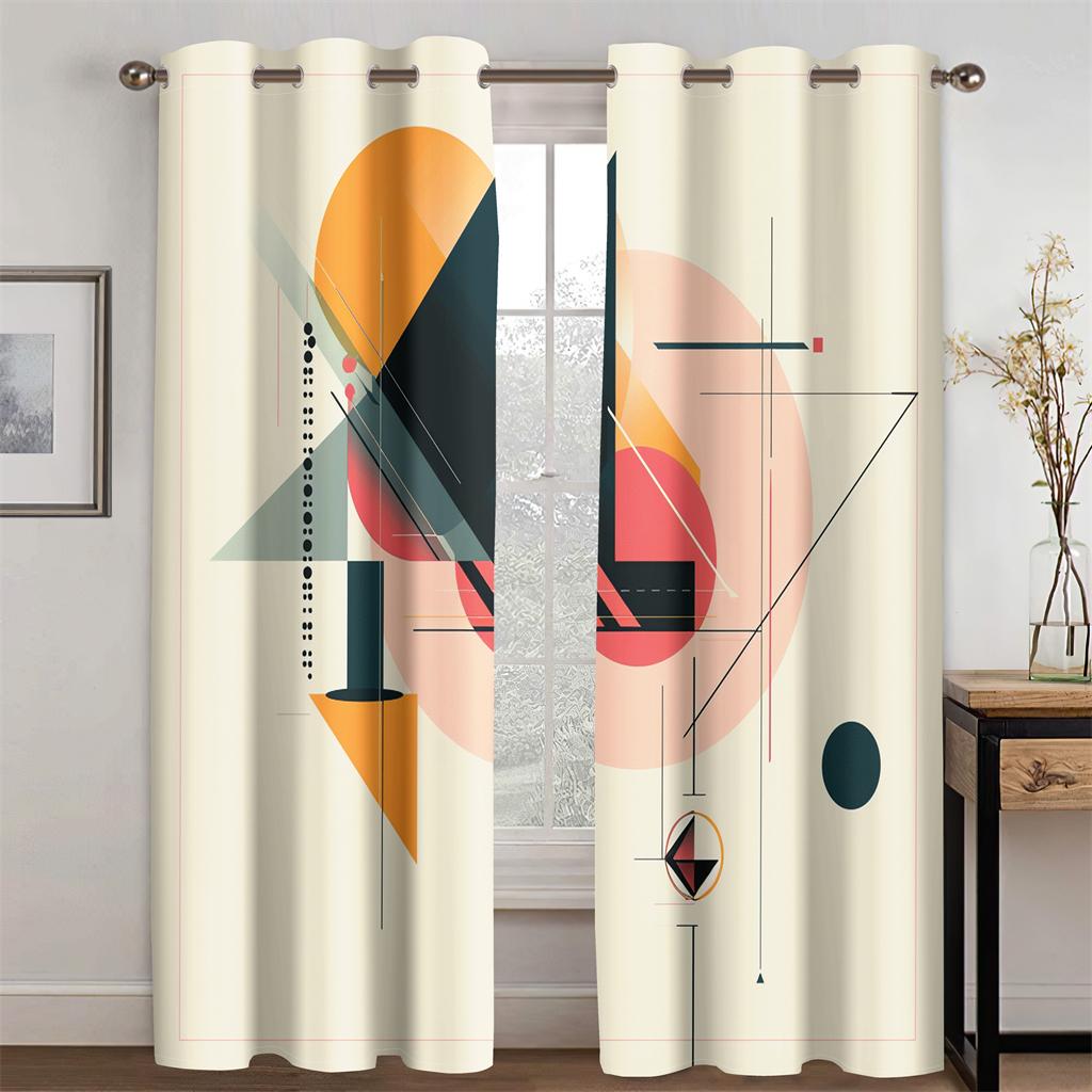 Modern Minimalistischer Stil Geometrisches Farblinienmuster Vorhänge Kinderzimmer Wohnzimmer Schlafzimmer Küche Balkondekor 2 Paneele