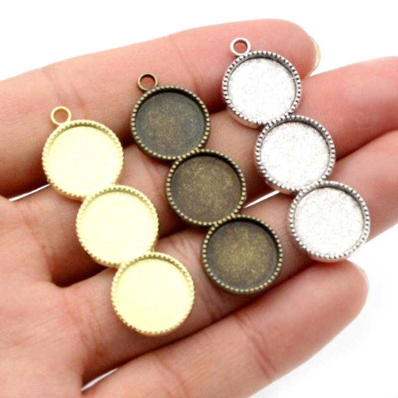 10pcs 12mm Inner Size Three Cameo Cabochon Blank Base Setting Pendant Bezel Trays DIY Necklace Pendant Jewelry Findings