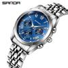 Sanda Men's Korean Style Quartz Watch - Moon Phase, Luminous Dial, Stainless Steel Band