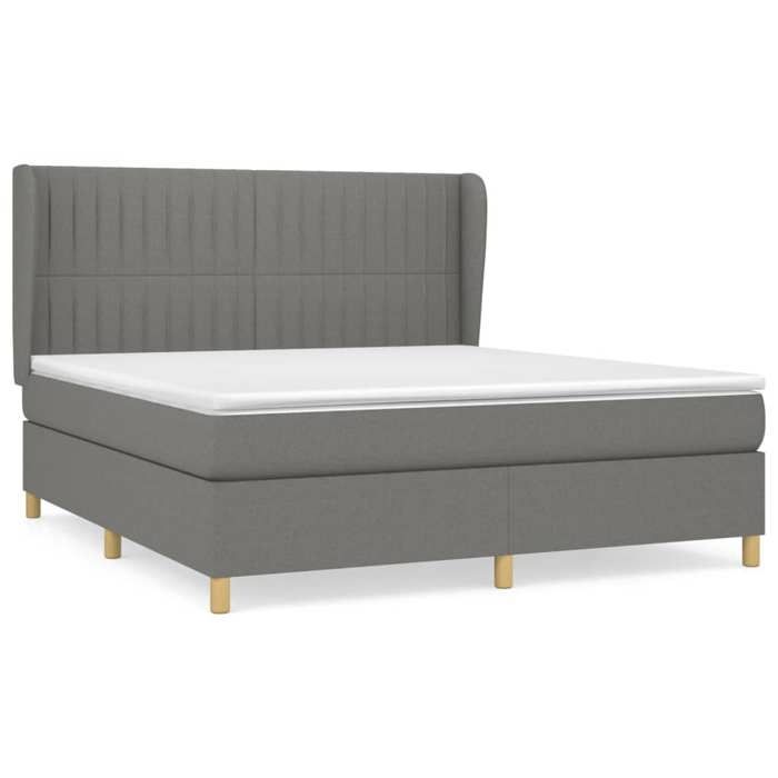 3128702 vidaXL Divan Bed with Mattress Dark Grey 180x200cm Fabric