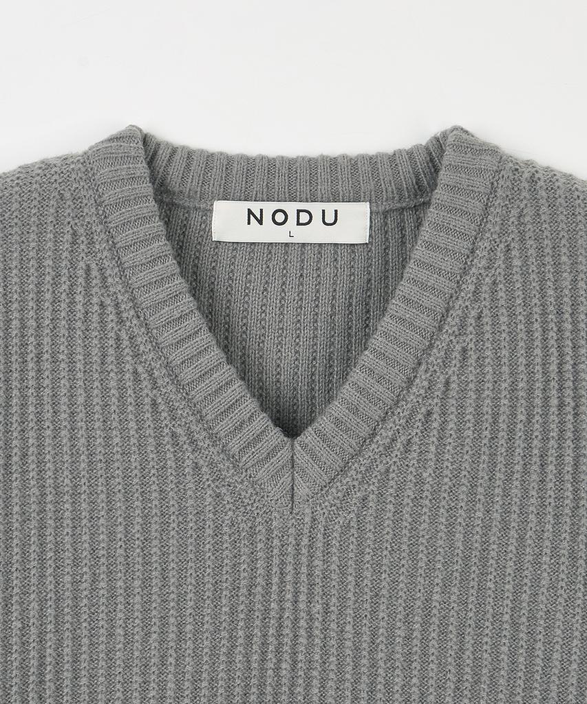 NODU V-Neck Waffle Essential Knit [Gray]