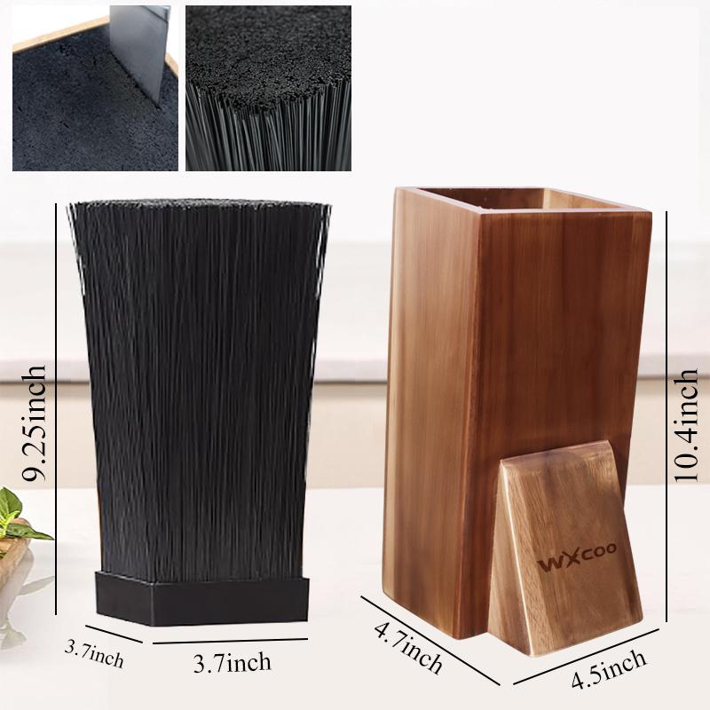 Acacia Wood Universal Knife Holder Multifunctional Kitchen Knife Block with Bristles Chef Fruit Knife Holder Kitchen Counter
