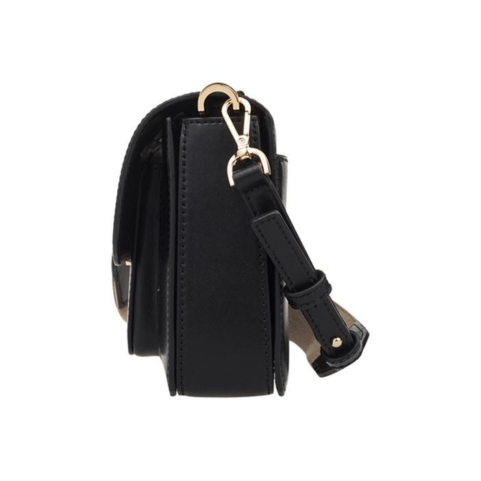 Michael Kors MK Sloan Vintage Flap Commuter Solid Color Gold Buckle Leather Camera Bag Crossbody Shoulder Bag Women Bags Black 30T7GS9L3L-BLACK