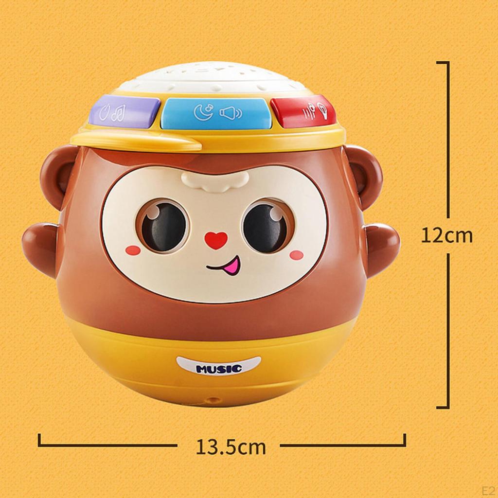 Tumbler Hand Drum Favor Gift with Light Music Beat Monkey Shape Early Educational Montessori