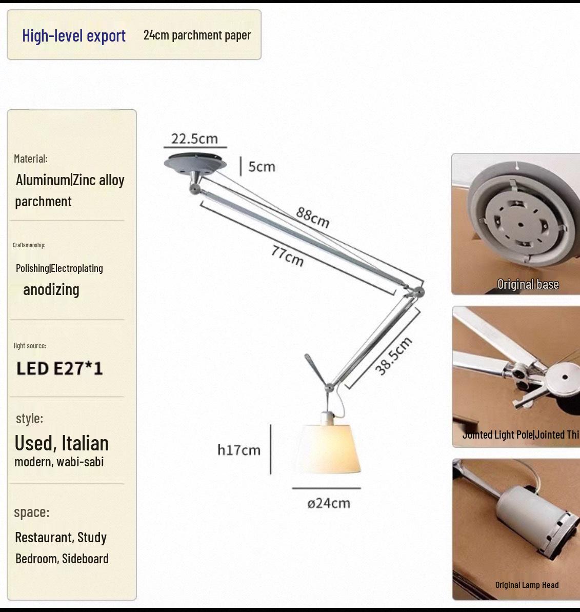 

Artemide Сучасний Мінімалістичний Підвісний Світильник для Спальні, Вітальні та Ресторану 15W Full Spectrum 98 CRI