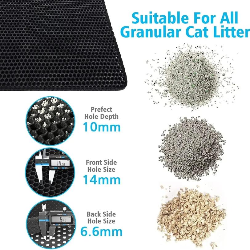 Alfombrilla para Arena de Gato Diseño de 2 Capas Tecnología Premium de Atrapado de Arena Base Impermeable Antideslizante Protector de Suelo para Mascotas para Gatitos de Interior
