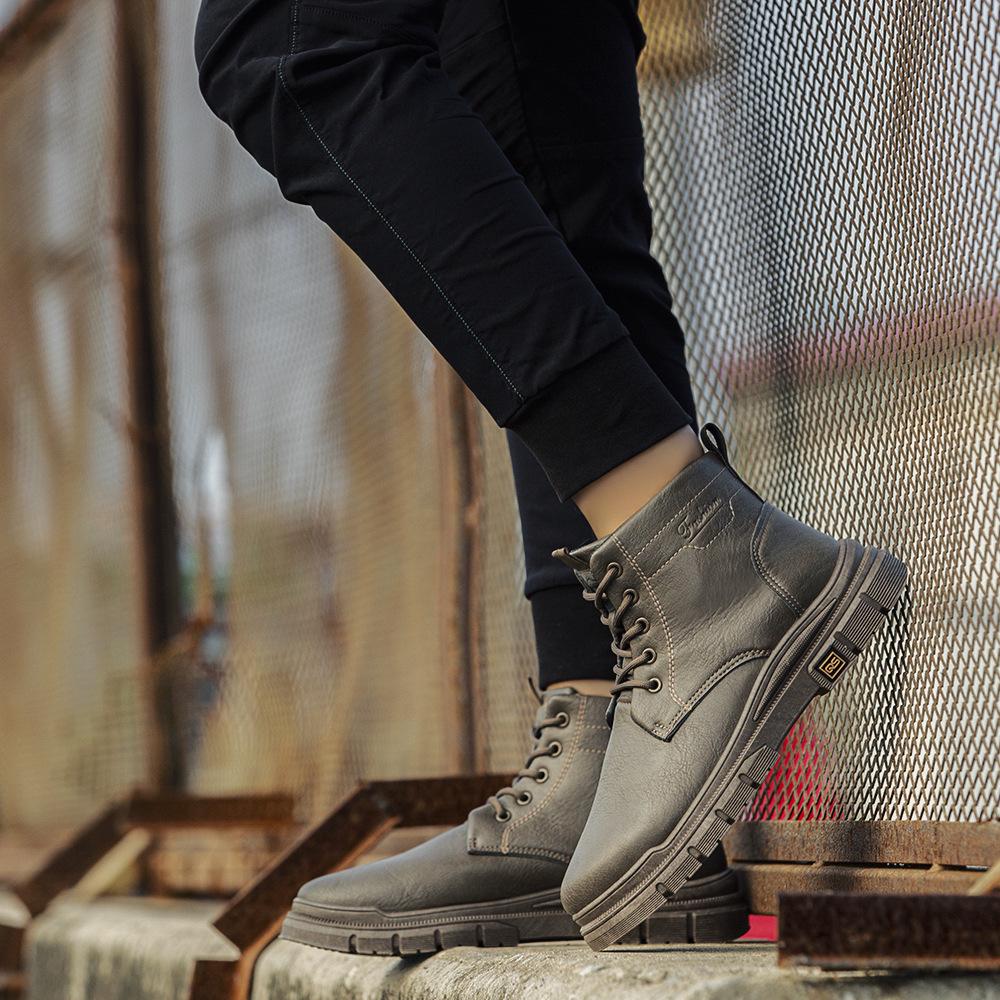 Men's Leather High-Top Martin Boots: Winter Outdoor & Work Shoes for Mountaineering & Casual Wear