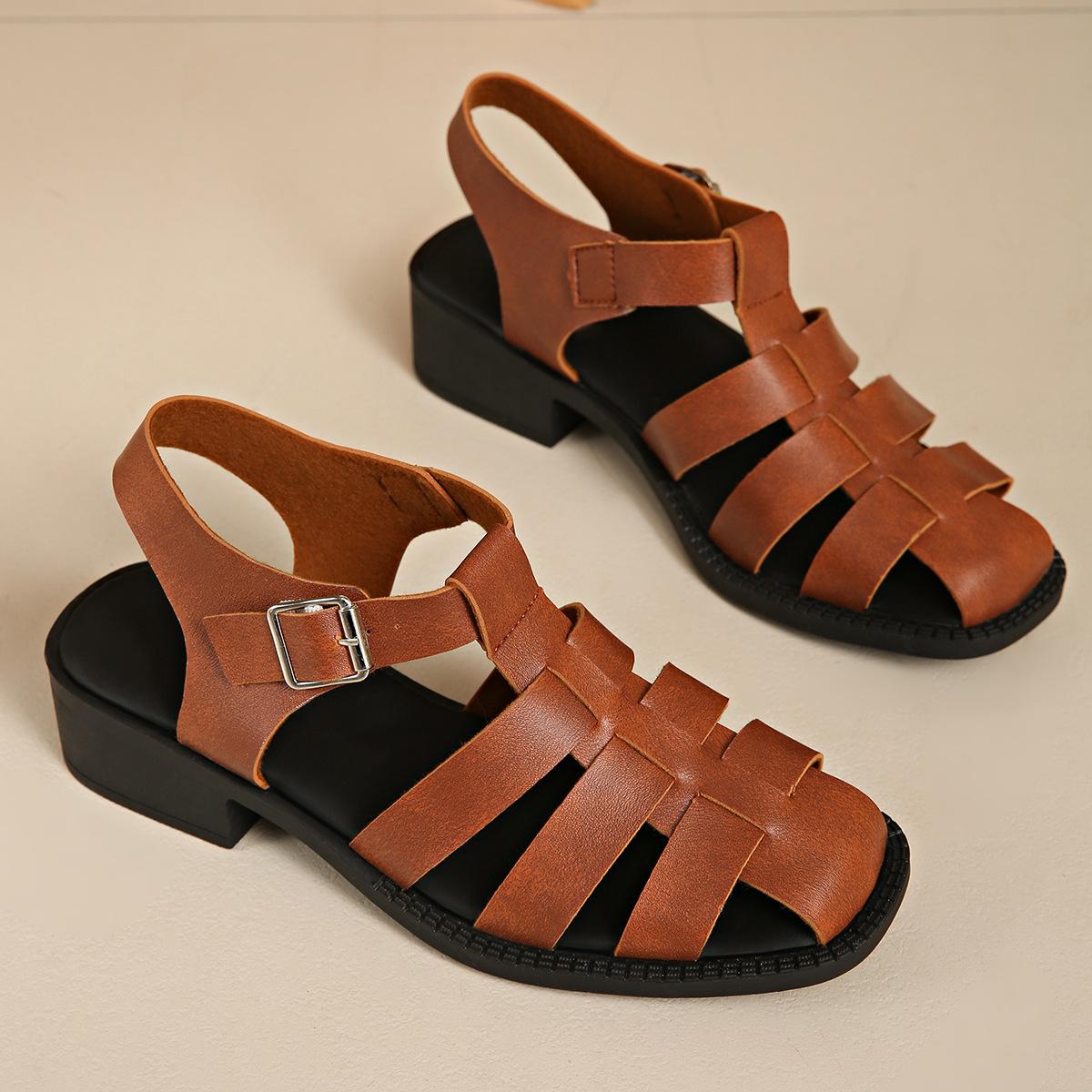 

Sandals and Women s Shoes - New Style Mid-heel Perforated Breathable Versatile Shoes 43 темно-коричневого кольору