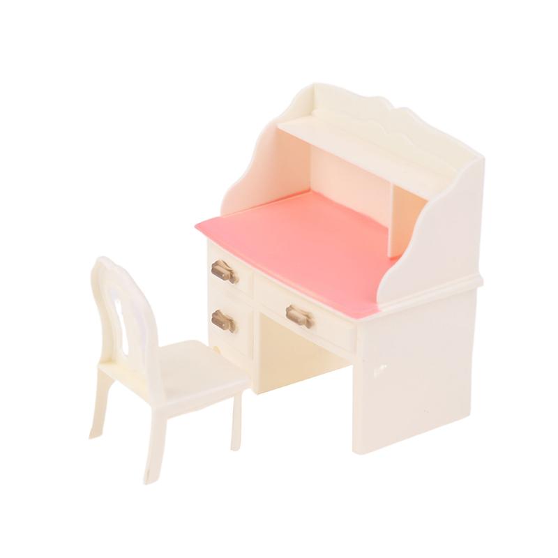 1Set 1:12 Dollhouse Miniature Writing Desk Chair Study Table Furniture Model Study Room Decor Toy Doll House Accessories