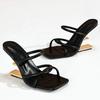 Fashion Liyke Fashion Chic Metal Fretwork Wedges Slippers Women Cozy Leather Narrow Band Summer Shoes Gold High Heels Gladiator Sandals