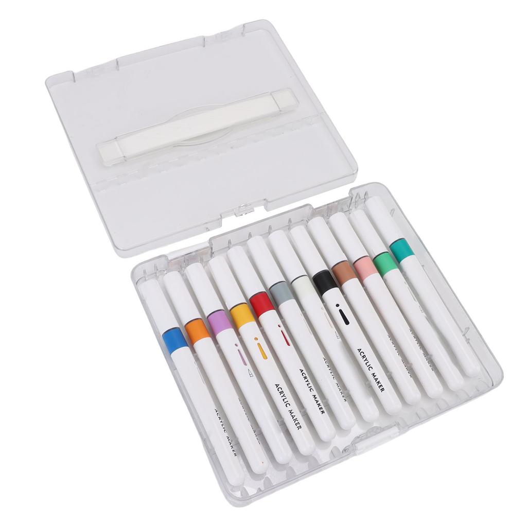 12 Colors Acrylic Paint Pen Set Direct Liquid Tip Markers for Art Writing Drawing Crafting Projects White Rod