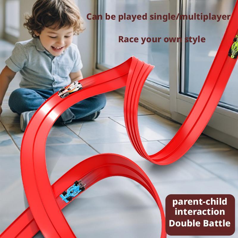 Flexible Race Track Children Toys DIY Double-track Racing Car Ramp Compatible 1/64th Cars Portable Rolls Up Boy Christmas Gift