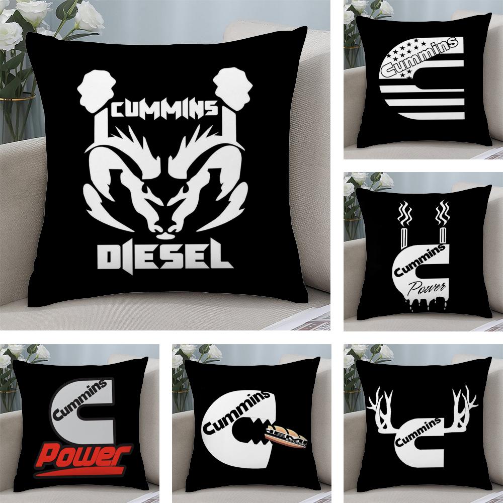 Gas Fueled Engine C-CumminsS Cushion Cover Soft Plush Fabric Double-Sided Printed Sofa Cushion Cover for All Seasons Home Decor