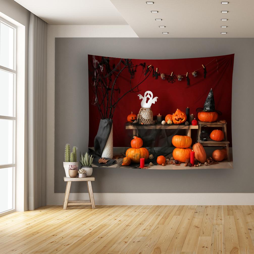 Horror Pumpkin Halloween Series Printed Tapestry Home Living Room Bedroom Wall Decoration Background Fabric Tapestry