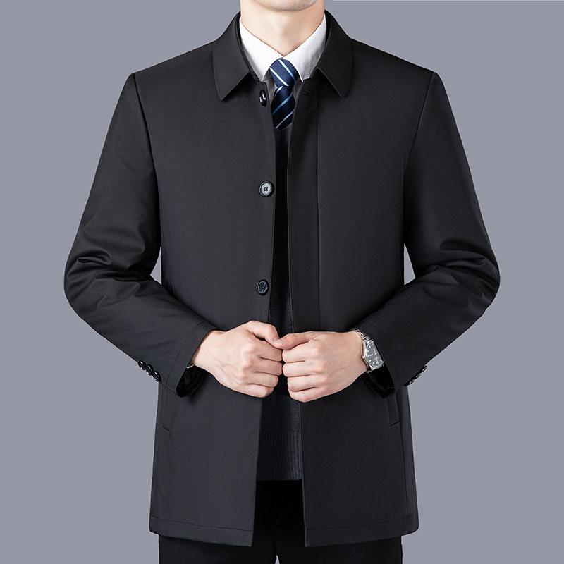 Winter Men's Down Jacket with Lapel and Detachable Inner Liner, Casual, Loose and Warm Men's Coat