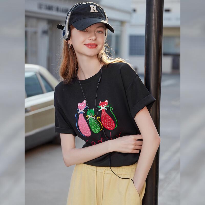 

White Deer Language Fun Print Short Sleeve T-Shirt L