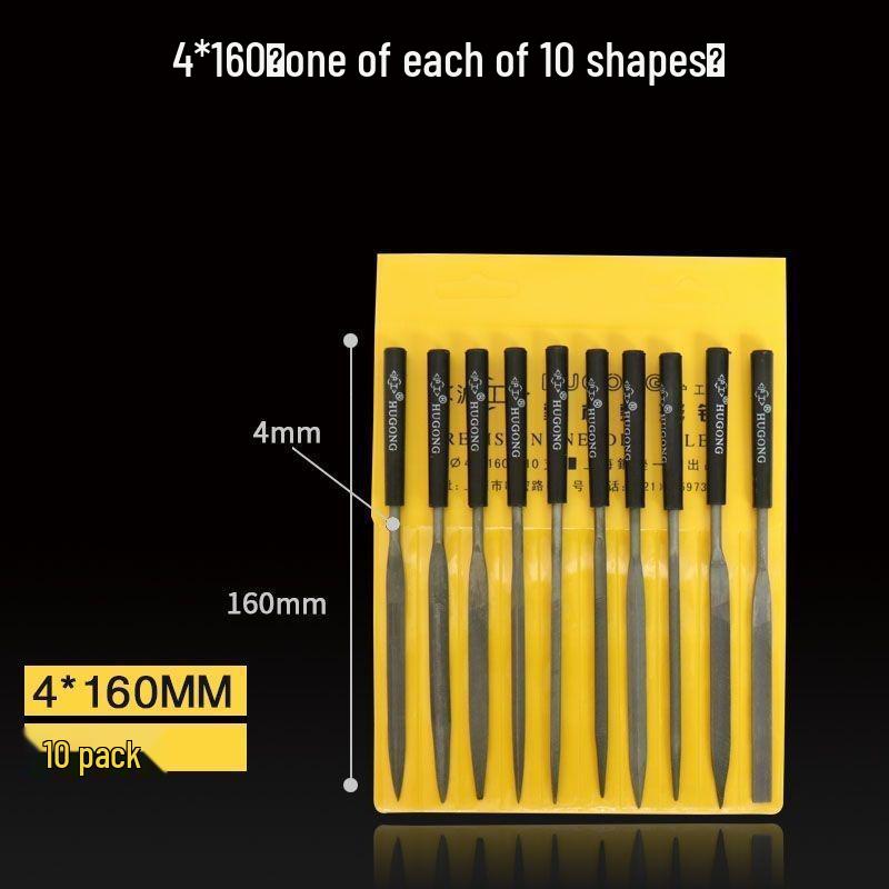 Diamond-Coated Assorted Woodworking and Metal Files Set: Flat, Half-Round, Triangular Shaping Tools