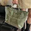 Women's Large Capacity Tote Bags Summer Casual Letter Waterproof Handbags 2025 New College Student Commuting Shopping Bag