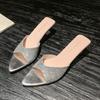 Internet celebrity sandals women's summer wear 2025 new thin heels pointed beautiful high heels open toe with cool slippers