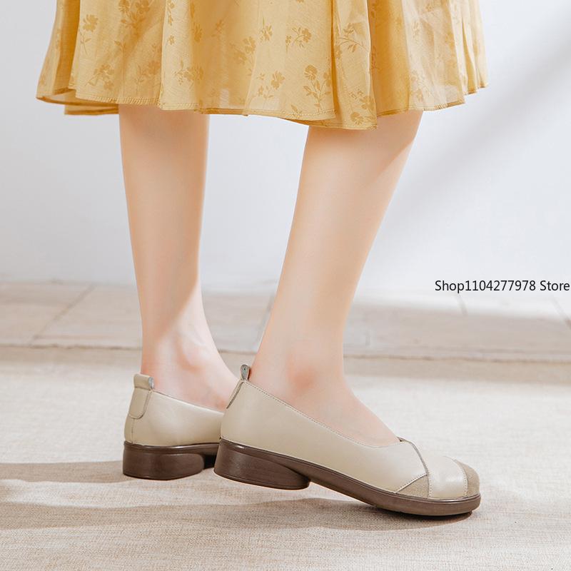 Fashion New Pu leather ballet flats women's shallow loafers woman anti skid slip on shoes ladies comfy soft moccasin female flats