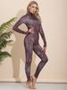 Frauen Yoga Tanz Sport Fitness Workout Overalls Body Langarm Einfarbig Lange Overall