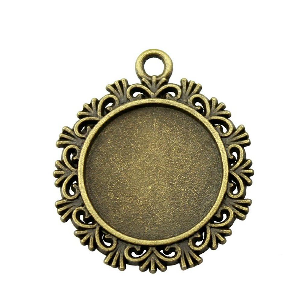 10 Stück 20mm Innenmaß Antik-Bronze Farbe 34 Stil Cabochon Fassung Anhänger Passend für 20mm Glas Cabochon