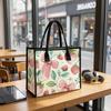 Cute Strawberry Bow Pattern Tote Bag Portable Casual Daily Shoulder Handbag for Women Outdoor Shopping Travel Use