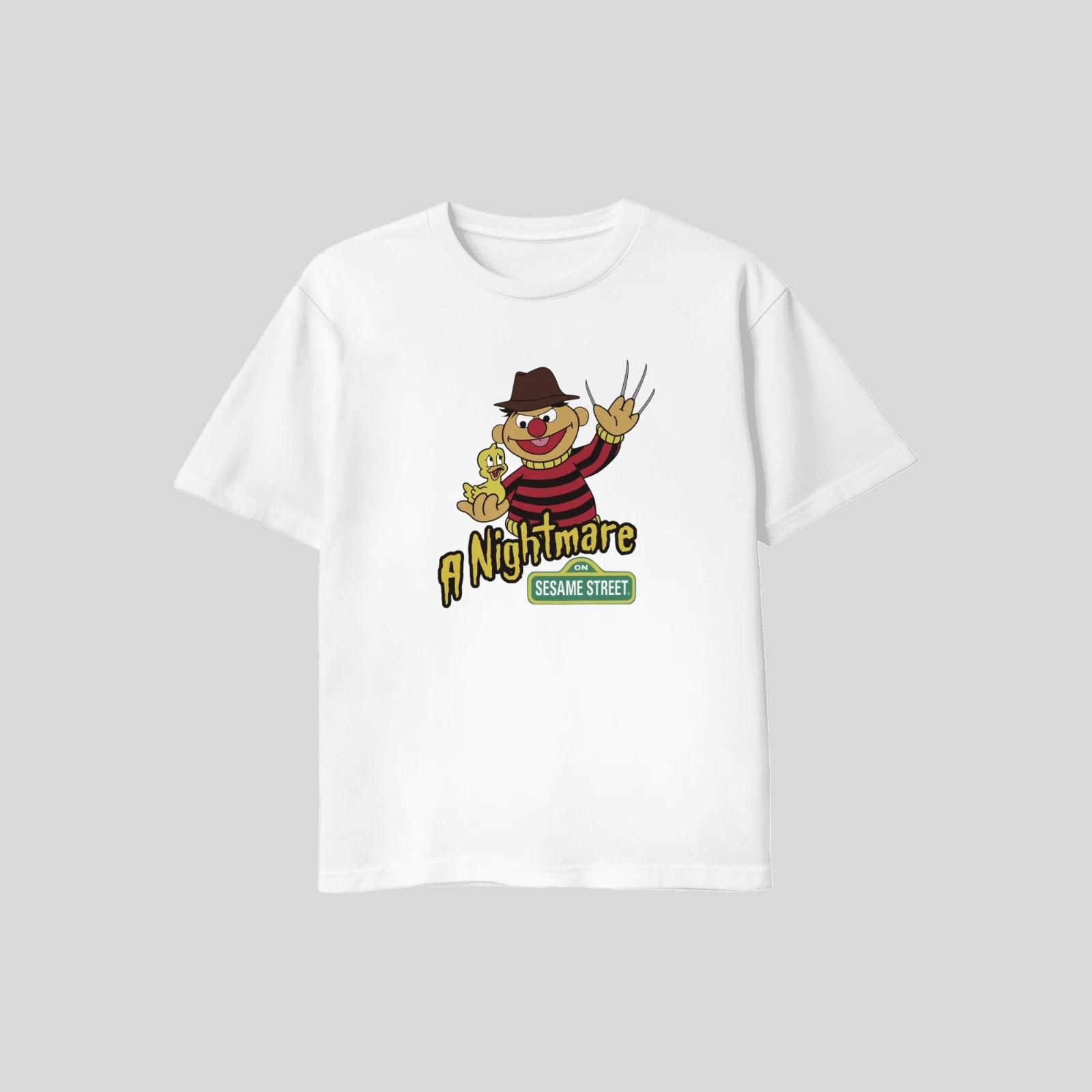 Unisex Adult Casual Graphic Ernie Sesame Nightmare on Elm Street T ... L