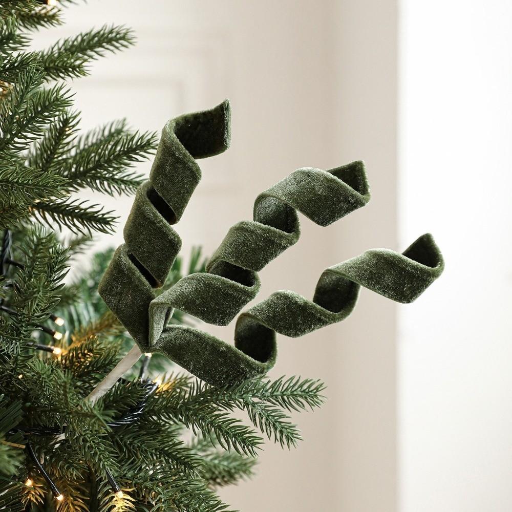 Realistic Christmas Velvet Stem Handmade Xmas Tree Ornaments  Party Supplies