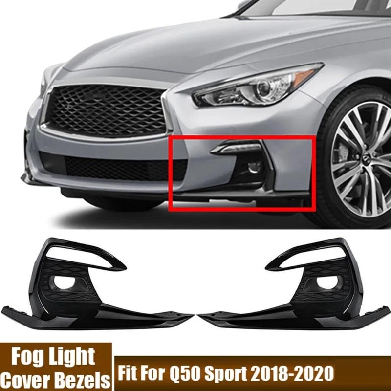 1 Pair Fog Light Cover Grille Bezels for Q50 Sport 2018-2020 62256-6HJ0A 62257-6HJ0A Replacement Auto Accessory