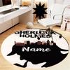 Custom Name Sherlock Holmes Printed Round Rug Carpet Chair Rug Area Rug Entryway Doormats,for Office Chair Living Room Bedroom Kitchen Room.