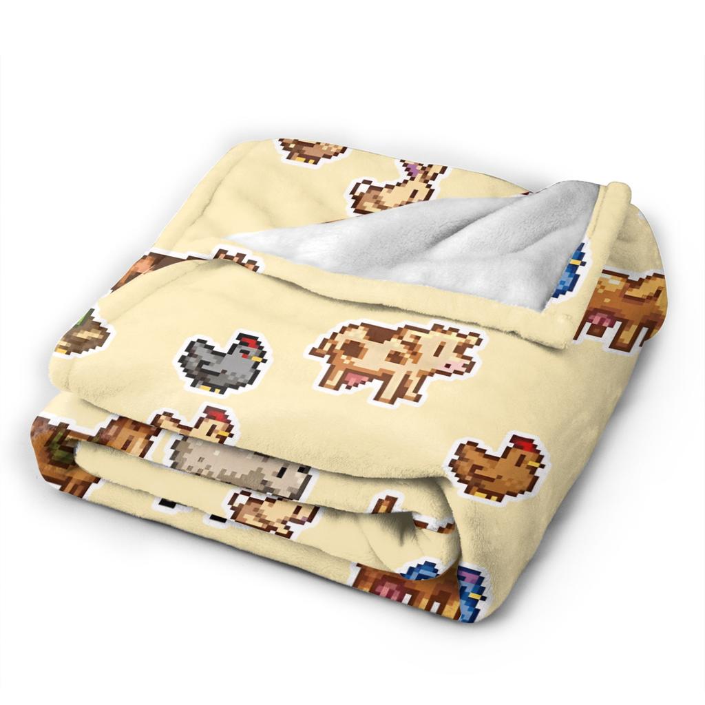 Stardew Valley Animals Chicken Super Warm Blankets Travel Plush Bedding Throws Novelty Couch Flannel Bedspread Sofa Bed Cover