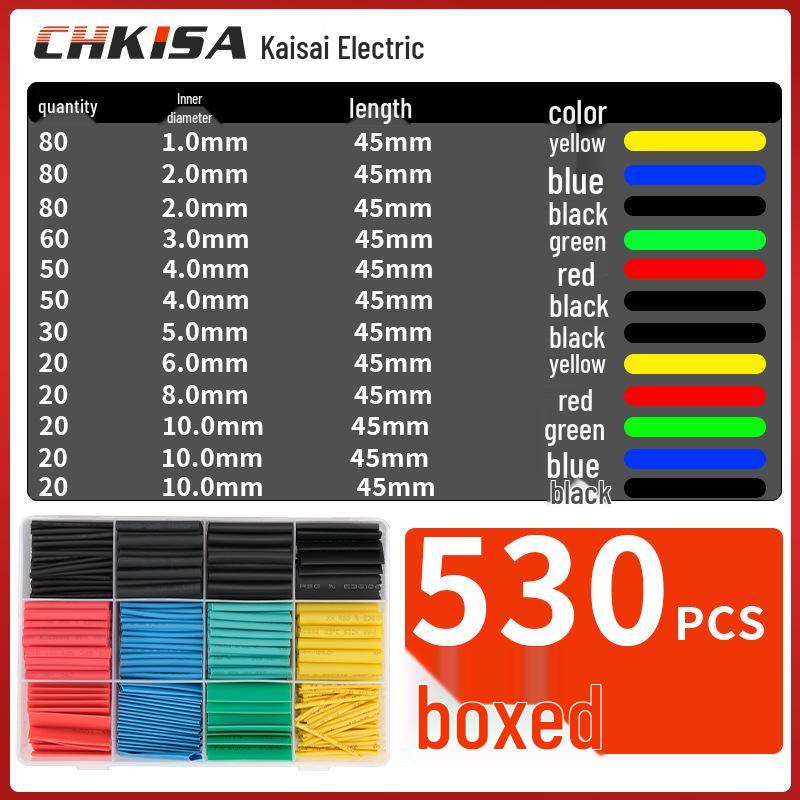 Boxed and Bagged Colored Heat Shrink Tubes - 530pcs Insulation Sleeves and 560pcs Electrician Wiring Tubes