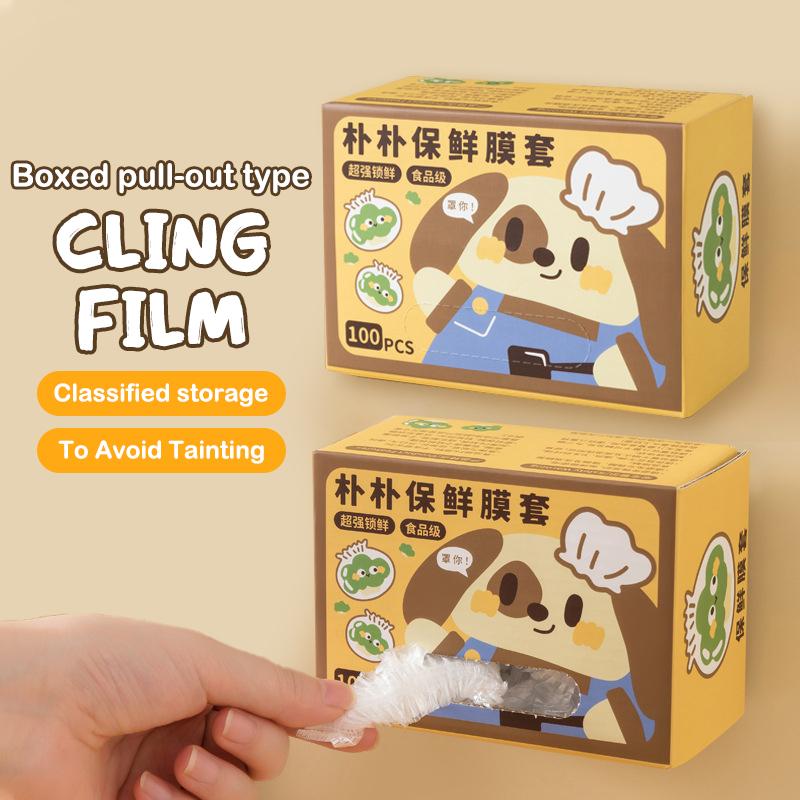 100 Stück/Box Einweg-Frischhaltefolienabdeckungen in Lebensmittelqualität Kühlschrank-Reste-Frischhalteabdeckungen Können aufgehängt und abgenommen werden