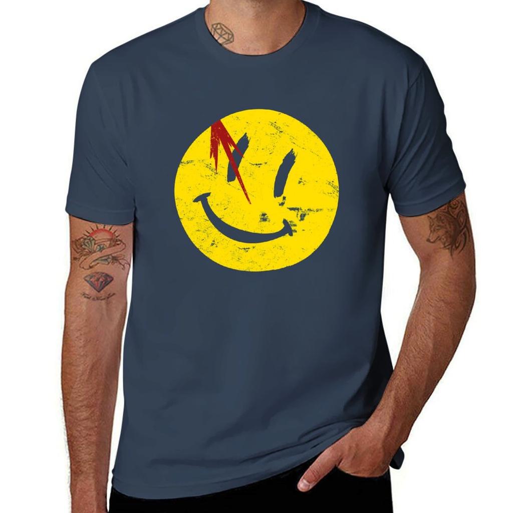 Watchmen Symbol Smile Vintage T-Shirt Summer Tops Sports Fans Mens T Shirts