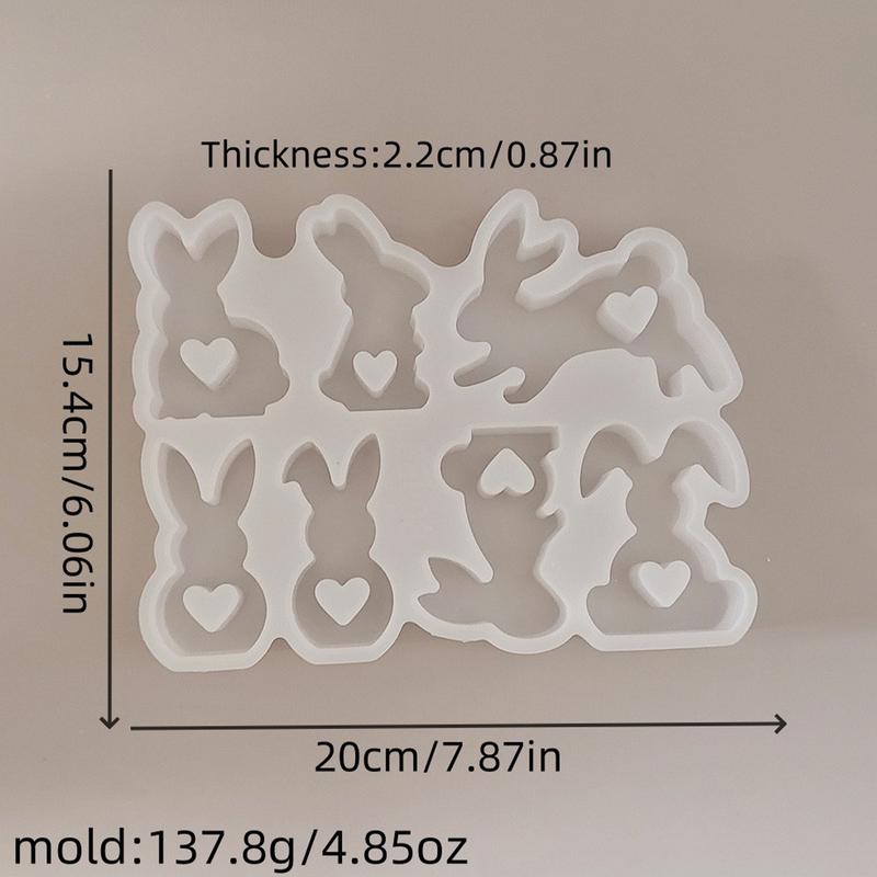 Bunny Candle Molds Non-stick Rabbit Mold 7 Cavities Silicone Home Parties Decorations Resin Mould Soap Making Supplies For