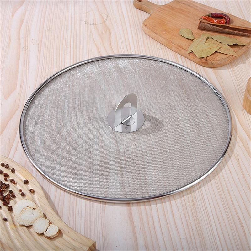 Stainless Steel Splatter Screen Mesh Pot Lid Cover Silver Oil Frying Pan Lid Cooking Tools Kitchen Accessories-Size 25/29/33cm