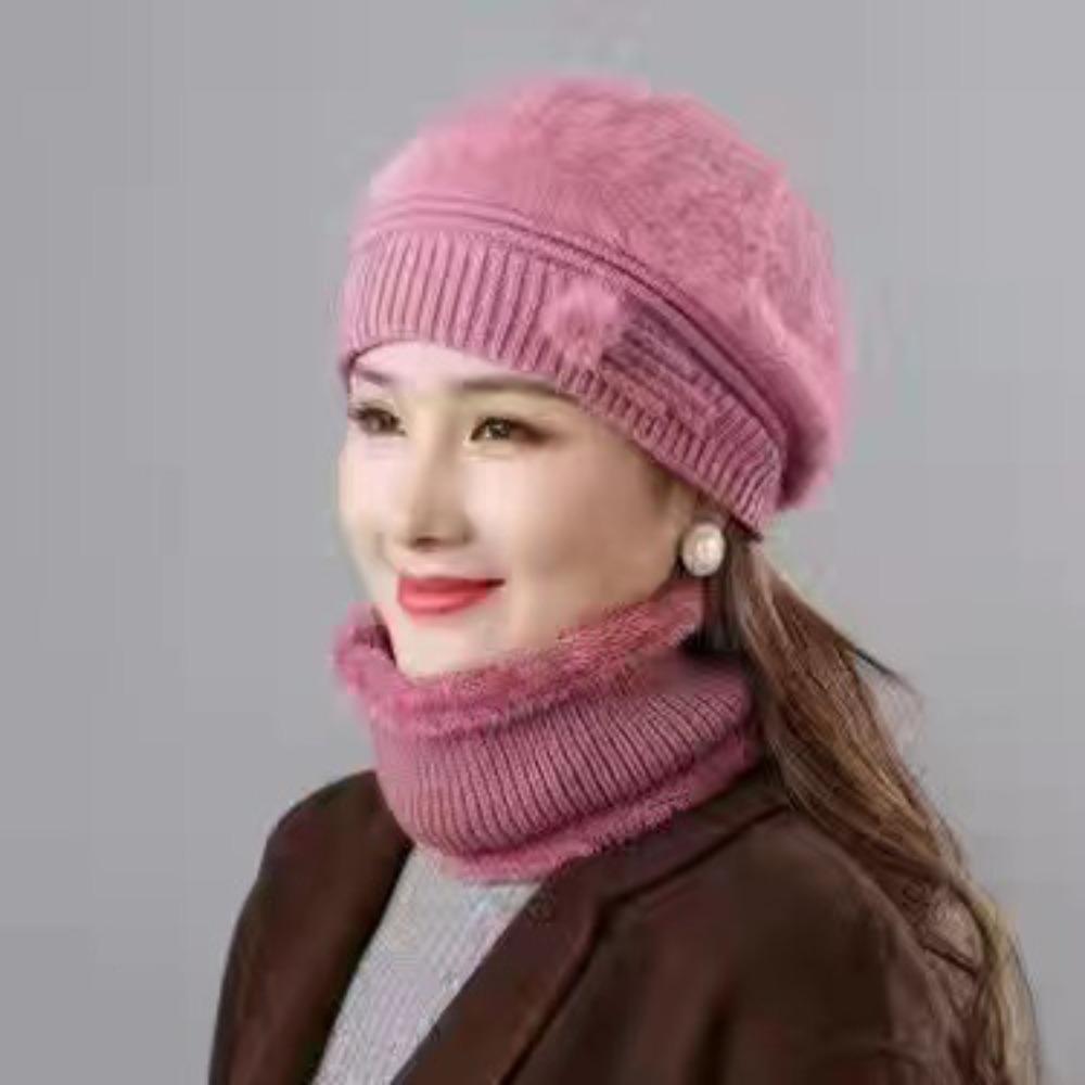 Winter Hat Women's Fleece Thickened Warm Beret Women's Fashion Windproof Knitted Hat Mom Wool Hat