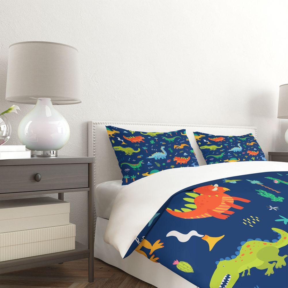 Dinosaur Duvet Cover Set Teen Bedding Set Cute Cartoon Animal Digital Print Quilt Cover Soft Microfiber Bedroom Home Decor