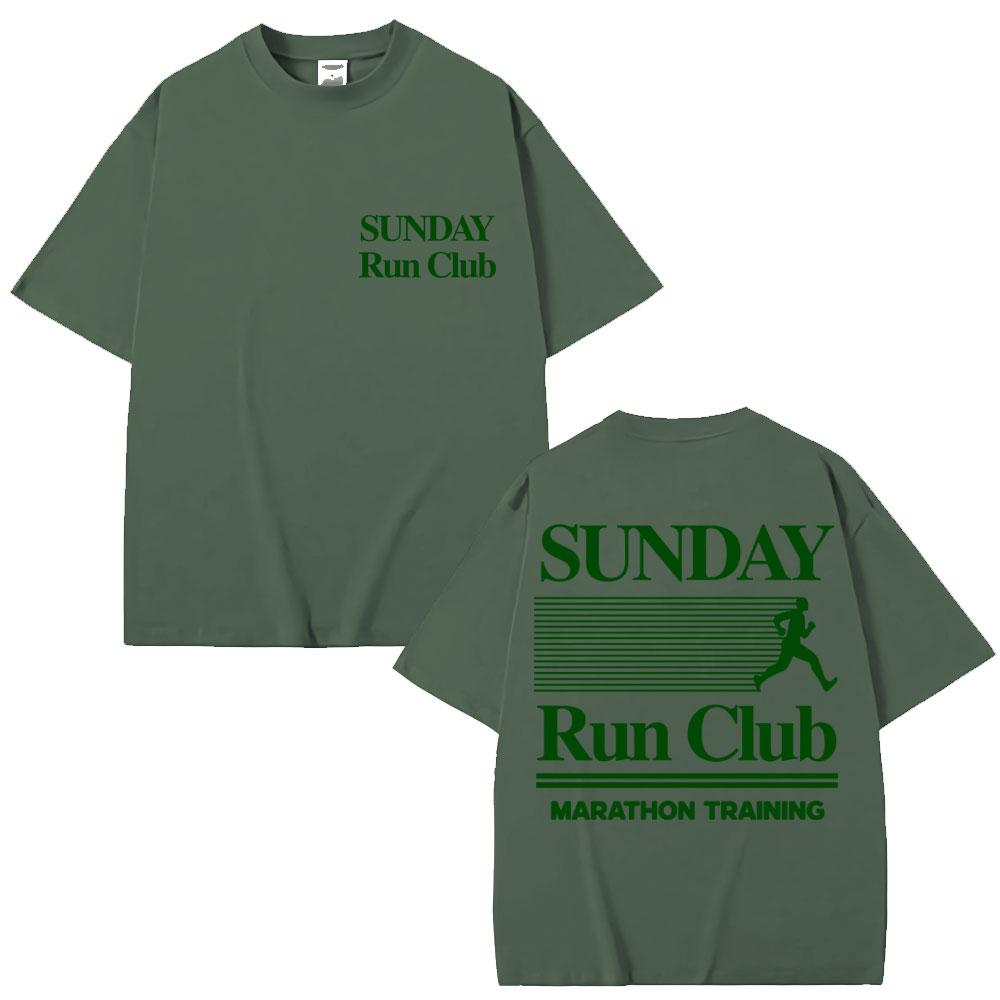 Sunday Running Club Graphic Summer T Shirt Cotton Breathable Sporty Jogging Tshirts Unisex Women Oversized Cotton Casual Tshirt